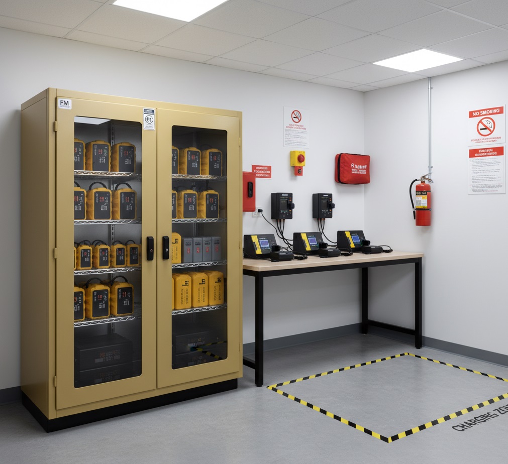 Veilig opgesteld energieopslagsysteem (EOS) in een container